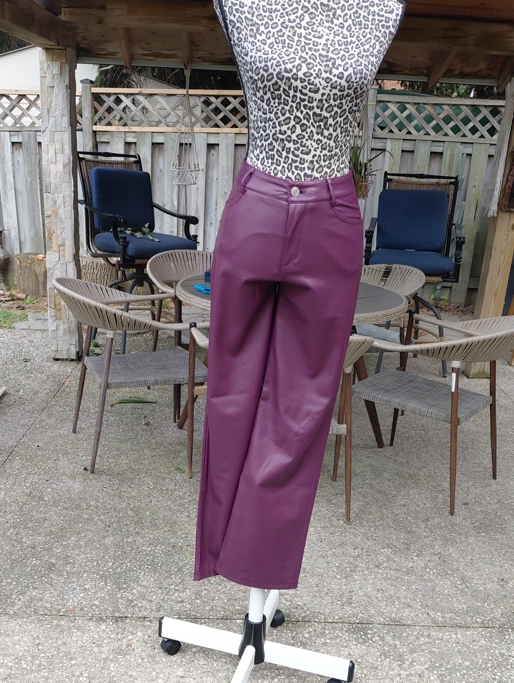 Garage Plum Faux Leather Pants